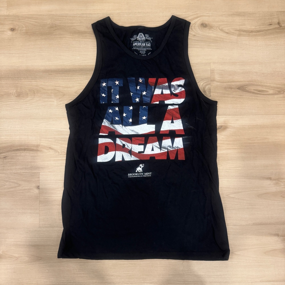 American Rag x Brooklyn Mint Men’s XL black Tank Top “It was all a dream” print